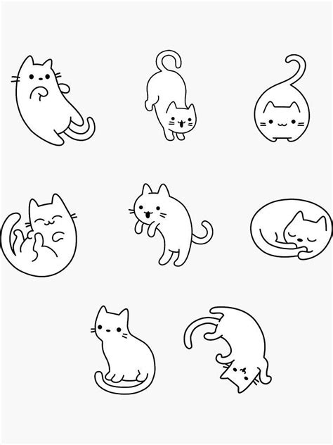 Black Cat Sticker Pack Cat Drawing Cute Doodles Cat Doodle