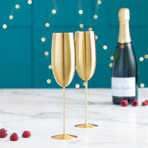 Brushed Gold Champagne Glass Set Of 2 The Bar Collective