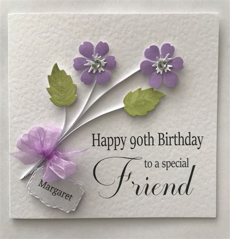 90th Birthday Card For Friend 3D Floral Card Etsy UK 90th Birthday