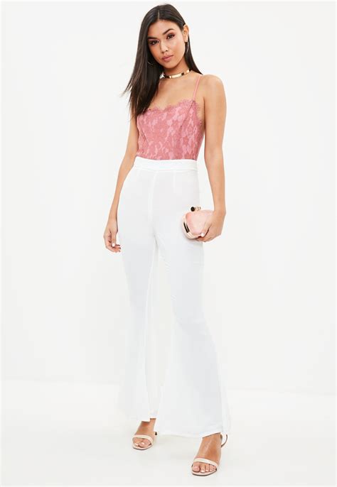 Lyst Missguided Pink Lace Overlay Bodysuit In Pink