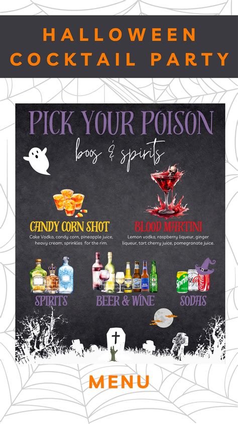 Spooky Halloween Drink Menu Customize Your Halloween Cocktails Halloween Party Menu