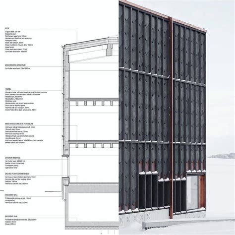 An Architectural Drawing Shows The Details Of A Building With Metal