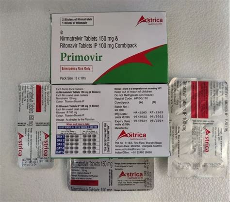 Paxlovid Tablet Primovir Tablets 10 Pills In 1 Strip Treatment