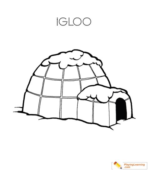 Eskimo Igloo Coloring Page 01 | Free Eskimo Igloo Coloring Page