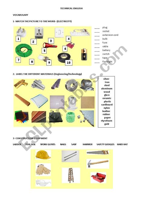 Technical English Vocabulary Esl Worksheet By Gavlmbrd