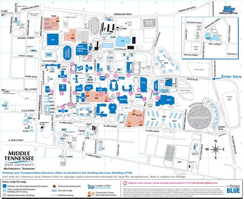 Campus Map | Middle Tennessee State University Visitors Guide