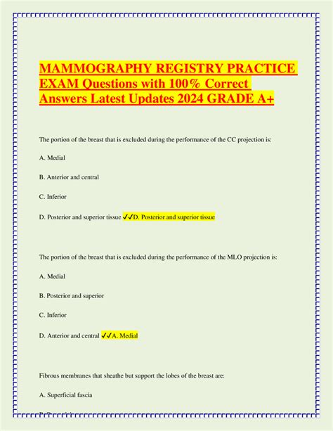 Breast Imaging Techniques And Procedures Exams Nursing Docsity