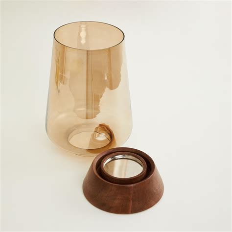 Buy Fiesta Glass Hurricane Candle Holder With Wood Base From Home