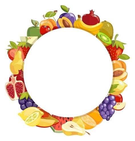 Círculo de frutas marco de alimentos orgánicos naturales frescos