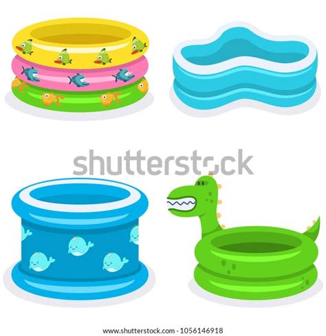 Kids Swimming Pools Vector Cartoon Flat Stock Vector Royalty Free