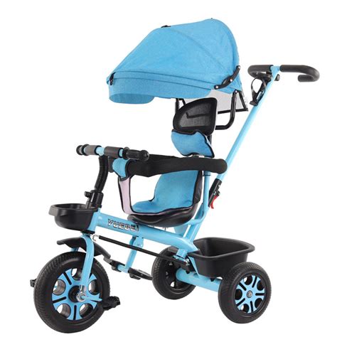 4 In 1 Adjustable Folding Baby Kid Stroller Bicycle 3 Wheel Ride Trike ...