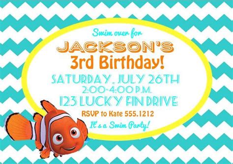 Finding Nemo Birthday Invitation By Onceuponadorable On Etsy