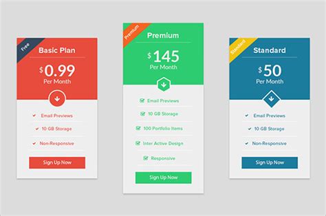 11+ Awesome PSD Pricing Table Templates