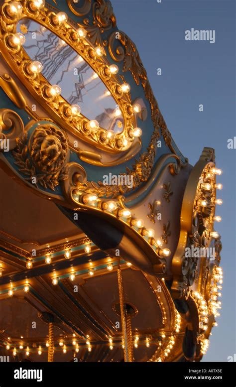 Lights And Mirrors On Carousel At Dusk New Mexico State Fair