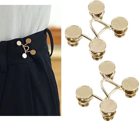 Thecloudmall Sets Pearl Jean Button Pins Adjustable Waist Buckle