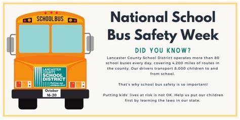 National School Bus Safety Week Lancaster County School District