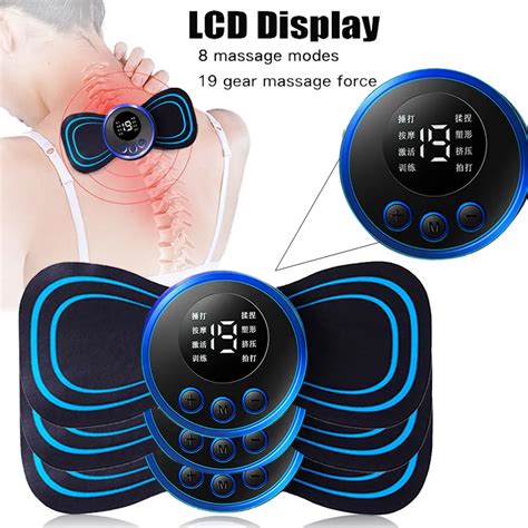 Display lcd ems pescoço maca massageador elétrico 8 modo cervical