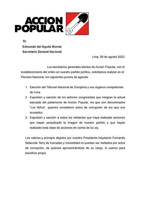 Accion popular kkk Sr Edmundo del Águila Morote Secretario General