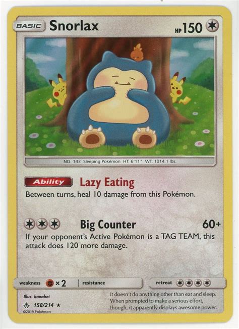 Pokemon Snorlax Unbroken Bonds Holo Nm Froggers House Of Cards