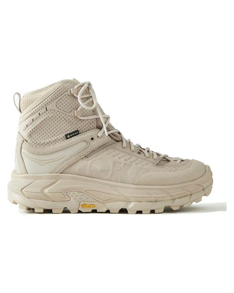 Hoka One One Tor Ultra Hi 3 Suede And Gore Tex® Hiking Boots In Natural