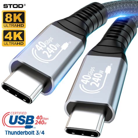 Stod Thunderbolt Usb 4 Cable 40gbps 240w 48v 5a Power Line Thunderbolt 4 Usb4 100w 4k 8k Monitor