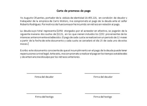 C Mo Redactar Una Carta Para Un Pagar O Promesa De Pago Ejemplos De