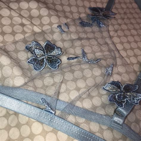 Intimates Sleepwear Baby Blue Sheer Mesh And Floral Lingerie Set Poshmark
