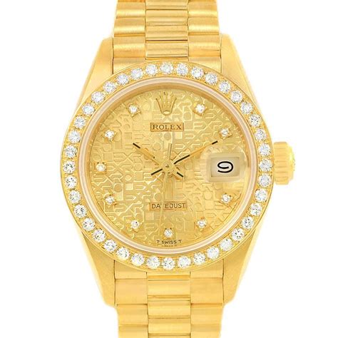 Rolex President 18k Yellow Gold Jubilee Dial Diamond Ladies Watch 69138 Swisswatchexpo