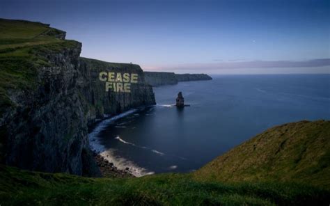 Cliffs Of Moher Illuminated With Ceasefire Message For Gaza