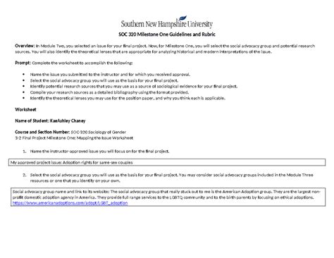 Soc Milestone One Guidelines And Rubric Now For Milestone One