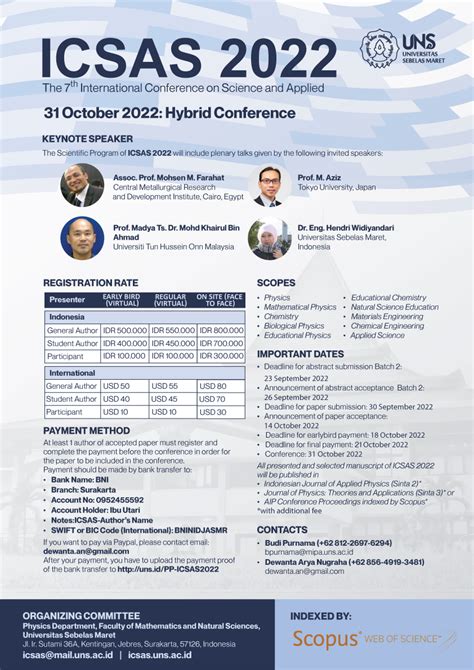 The 7th International Conference On Science And Applied Science Icsas