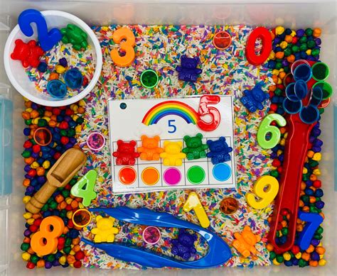 Number Sensory Bin With Rainbow Ten Frame Math Activity Etsy