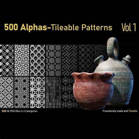 ArtStation - 500 Alphas-Tileable Patterns-Vol1 | Brushes | Pattern, Alpha, Pattern making