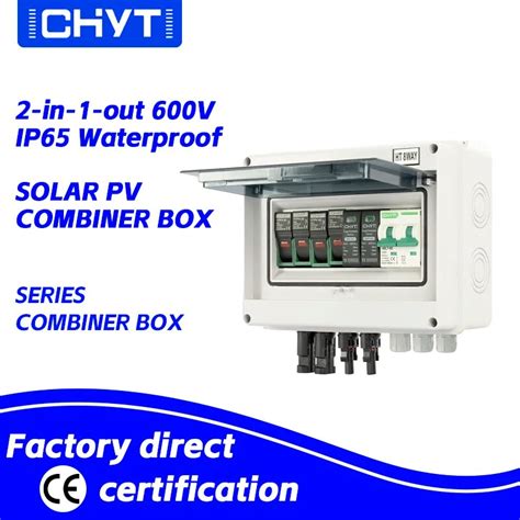 Pv Solar Surge Lightning Protection Dc Combiner Box Outdoor Waterproof 2 String 2 Input 1 Output