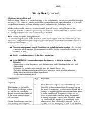 Dialecticaljournal Docx Name Dialectical Journal What Is A