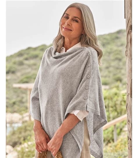 Marble Cashmere Merino Blend Button Poncho WoolOvers AU