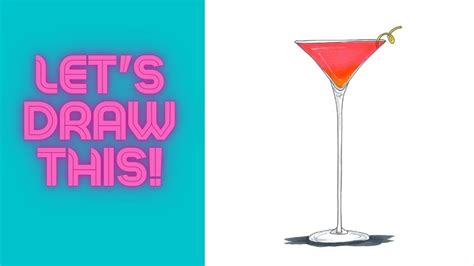 Easy Martini Glass Drawing 2 Ways 🍸🍸 Art Deco Style Tutorial With Karen Campbell Youtube