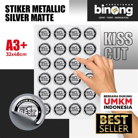 Jual Cetak Stiker Print Sticker Label Metallic Silver A3 KISS CUT