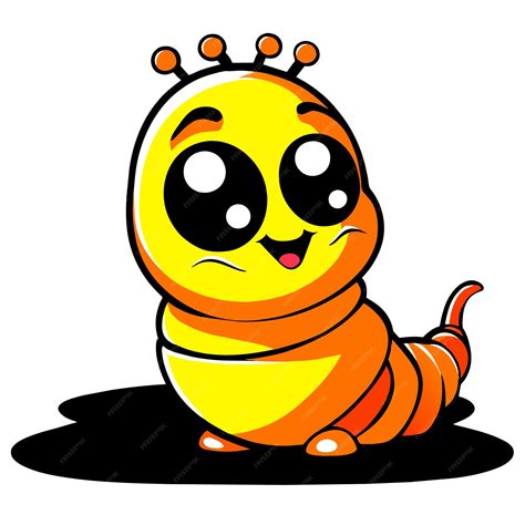 Premium Vector Cute Caterpillar Larva Grub Maggot Hand Drawn Flat