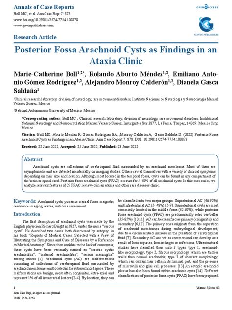 Posterior Fossa Arachnoid Cysts as Findings in an Ataxia Clinic: A Case ...