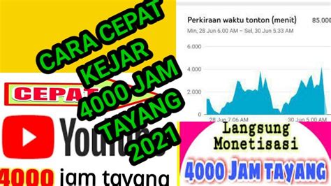 CARA MENDAPAT 4000 JAM TAYANG DENGAN CEPAT 2021 YouTube