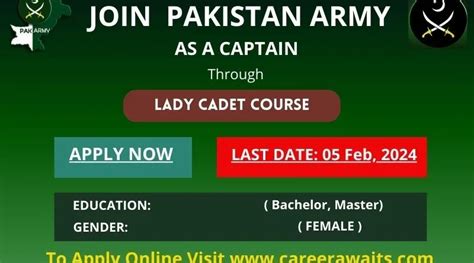 Join Pak Army As Captain Lady Cadet Course