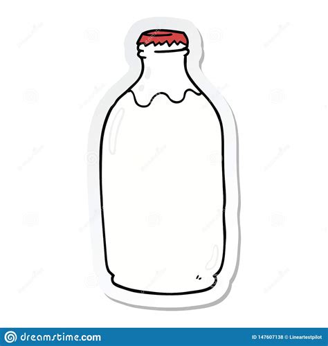 Sticker Of A Cartoon Milk Bottle Stock Vector Illustration Of Sticker Drink 147607138