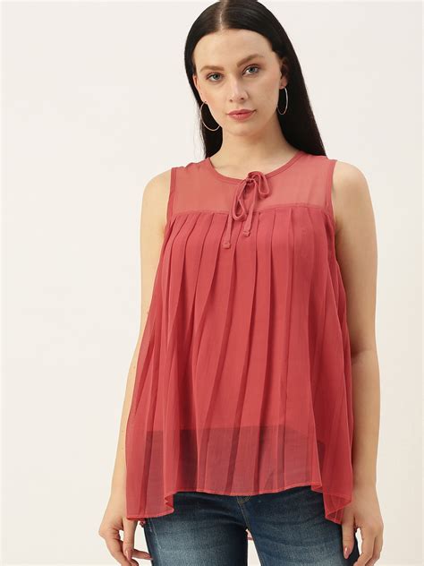 Buy All About You Solid Tie Up Neck A Line Top Tops For Women