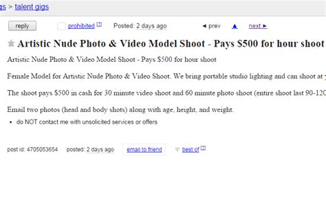 Cape Cod Craigslist Ad Of The Day Nude Video Model Per Hour