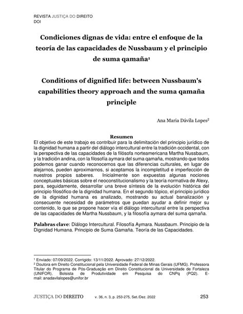 Pdf Condiciones Dignas De Vida Entre El Enfoque De La Teor A De Las