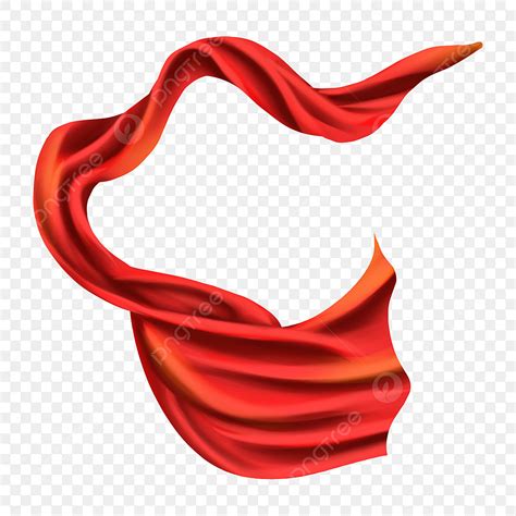 Satin Clipart Vector Cloth Silk Satin Abstract Style Flying Red Satin