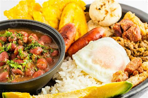 Traditional Colombian dish called Banda paisa a plate typical of