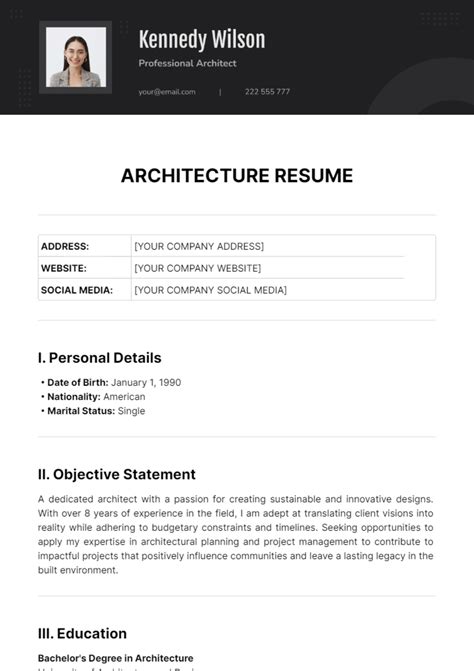 Architect Resume Template - Edit Online & Download Example | Template.net