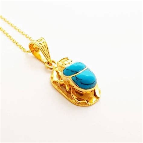 Small Gold Scarab Necklace 14k Gold Vermeil Over Sterling Etsy